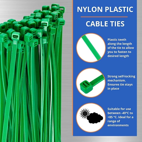 Små Lilla Kabelbinder, 100mm X 2.5mm, Bulkpakke Med 1000, 4\" Premium Nylon Green 200mmx2.5mm