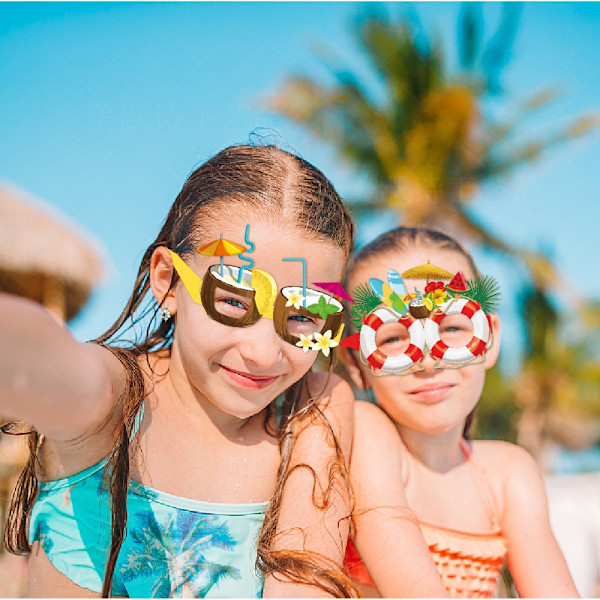 8 stk. Hawaiianske briller Fotodekorasjon rekvisitter Flamingo Ananas briller sommer strandfest funky forsyninger