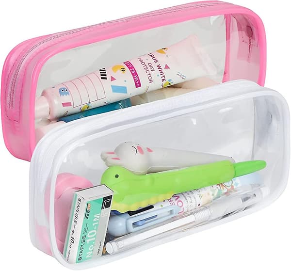 2-pack pennfodral. Genomskinlig pennfodral för prov. PVC-blixtlåsfodral. Pennfodral Acsergery-present