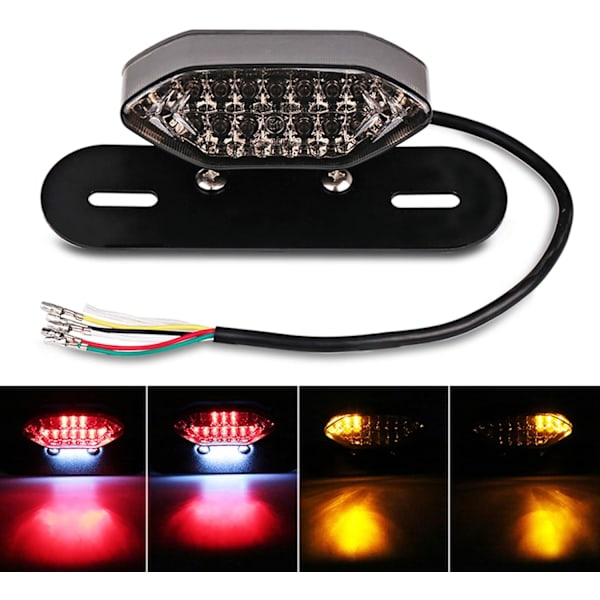 12V 16 LED Universal Motorcykel Integreret Bremse Baglygte Kørelys Blinklys Nummerpladelygte