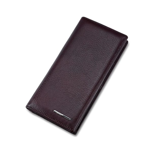 Lehmännahkainen pitkä miesten lompakko, jossa useita korttipaikkoja ja suuri kapasiteetti Dark Red