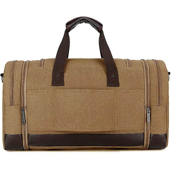 Canvas Resväska Stor Crossbody Väska Stor Kapacitet Resväska Weekend Väska Bekväm Handbagage Väskor Herrar Duffel Väska Khaki