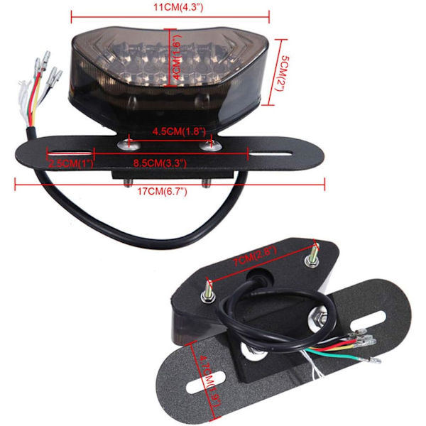 12V 16 LED Universal Motorcykel Integreret Bremse Baglygte Kørelys Blinklys Nummerpladelygte