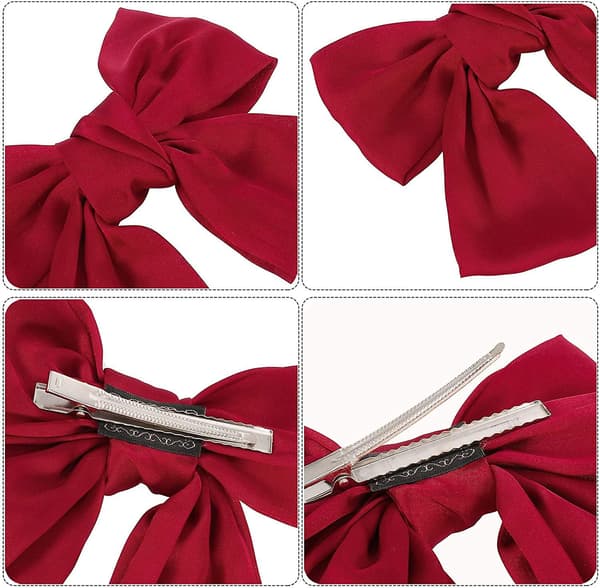 4-pack rosetter hårspännen, stora satinrosetter hårklämmor, rosett spänne