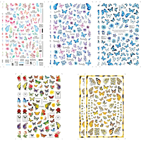 Katea 10 Ark Fjärils Nagelkonst Dekaler Självhäftande Nageldekaler Vattenöverföring Vanessa Designs Dekorationer För Nagelgellack