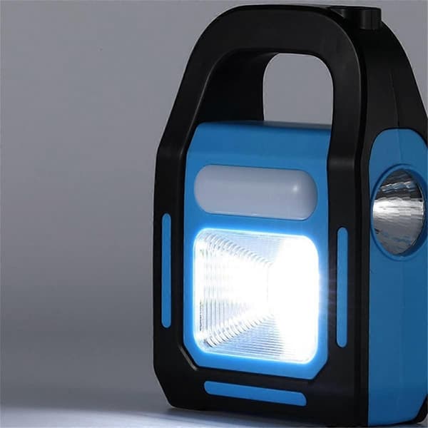 Sett med 2 3-i-1 oppladbare LED COB solcellelamper med USB-port