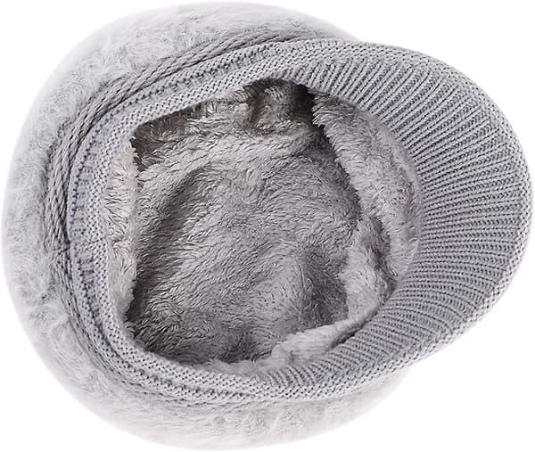Kvinnor Flickor Peaked Beanie Hat Visor Beret Hat Vinter Termisk Baker Boy Cap