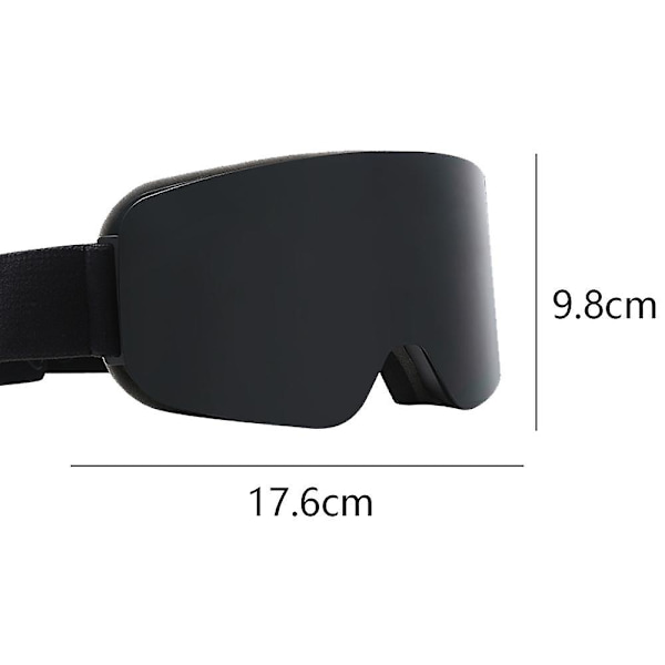 Skibriller, Cylindriske Anti-dug Snebriller Black frame full grey film