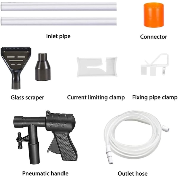 Akvariegrusrengörare, 3 i 1 akvarievattenväxlare, med lufttryckknapp och vattenflödesregulator