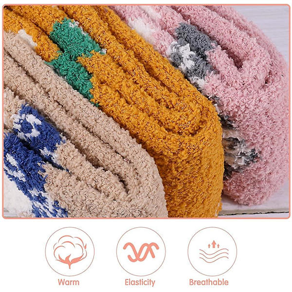 5 par fluffiga vinterstrumpor, mjuka varma strumpor, fleece strumpor tofflor casual