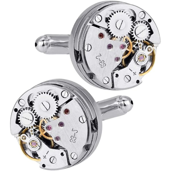 2 st Manschettknappar Clockwork Herr Manschettknapp Vintage Watch Movement Form Present med Acsergery En elegant present