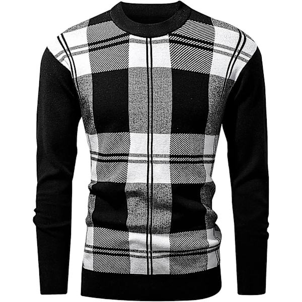 Herrjumper Vinterrutig Tröja Rund Hals Pullover Tröjor Stickad Casual Höst