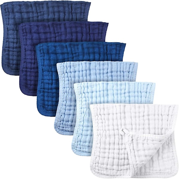 6 Stykker Store 50 x 25 cm Muslin Gylpeklude Flerfarvede Bomulds Muslin Vaskeklude Baby Gylpeklude Bleer 6 Absorberende Lag Muslin Ansigtshåndklæder