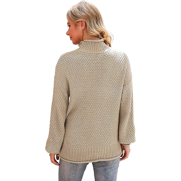 Kvinnors Turtleneck Lös Tröja Casual Tjock Långärmad Toppar Pullover Oversized Chunky