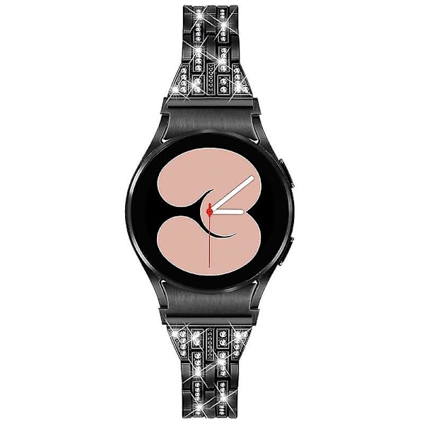 Metal 5 Perler 2 Rækker Rhinestone Rem Til Samsung Galaxy Watch4 Active 40mm/44mm /Classic 42mm/46mm Black