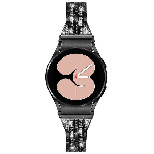 Metall 5 Pärlor 2 Rader Rhinestone Rem för Samsung Galaxy Watch4 Active 40mm/44mm /Classic 42mm/46mm Black