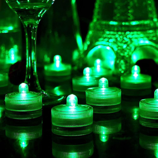 24pack Vattentät rund Mini Led värmeljus Undervattensljus för bröllop Hemfest Vas Festival Alla hjärtans dag dekoration green
