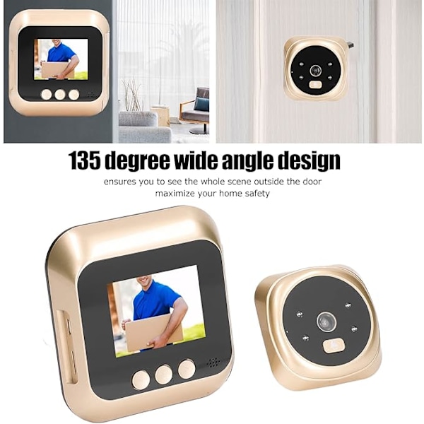 Digital Dörrtittare med 2,4 tum TFT LCD, Intelligent Dörrkikarfäste Rörelsedetektering Infraröd Nattseende 135° Visningsdörrklocka Intercom