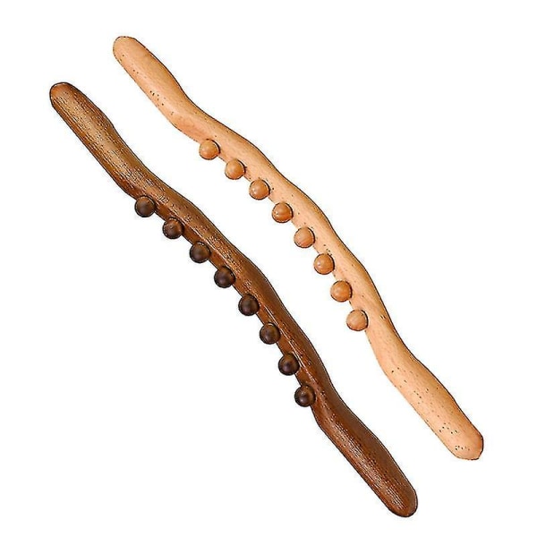 Nya 8 pärlor Gua Sha Massage Stick Kolsyrat trä Ryggkropp Meridian Skrotningsterapi Trollstav Muskelavslappnande Akupunktur Massager Wood color