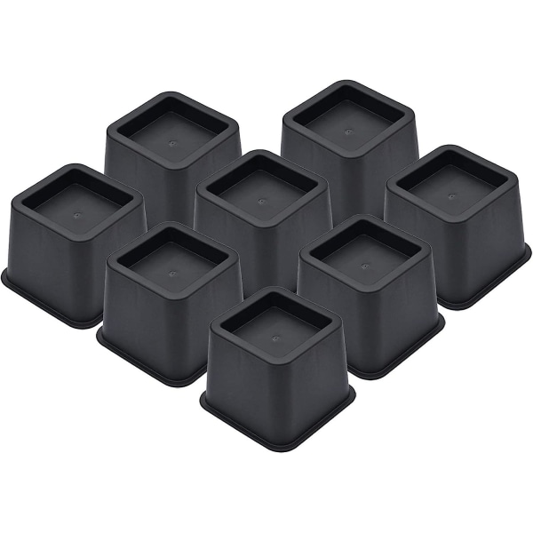 Sengebein Forhøyere 10 cm - Kraftige Sengebeinløftere, Støtter Opptil 1000 kg, Enkle å Installere, Perfekt for Seng, Bord, Stol, Sofa Black 4 inch  8 Pack