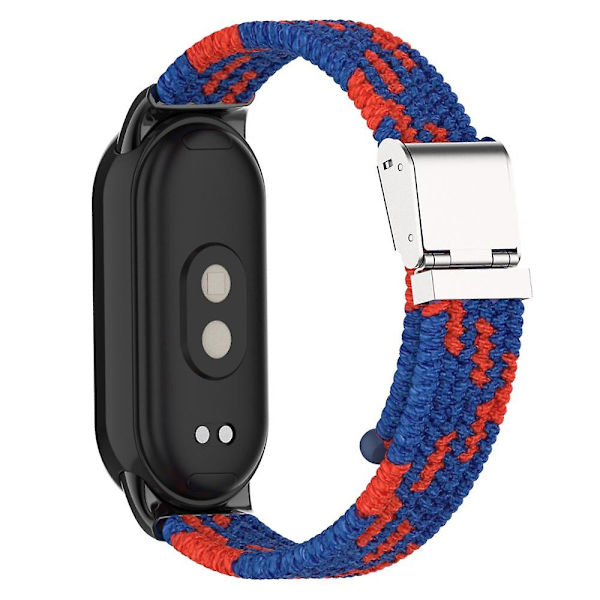 För Xiaomi Smart Band 8 flätad nylon klockarmband justerbart spänne elastiskt band Blue Red