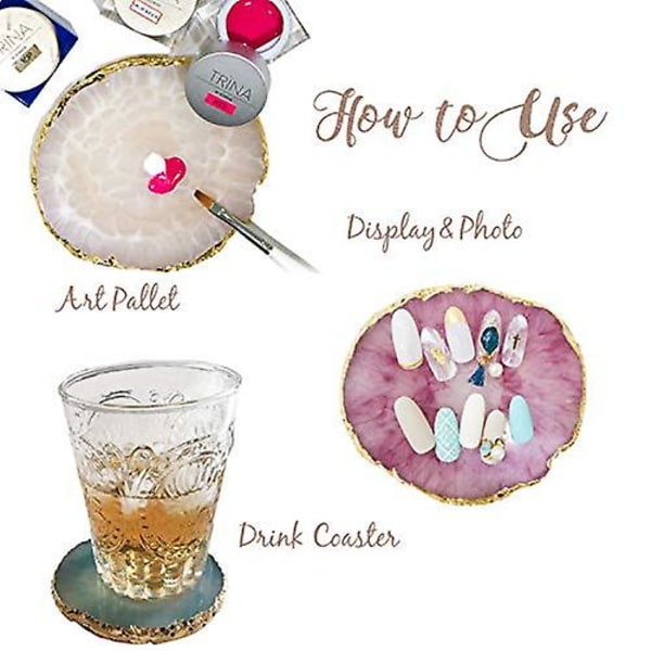 Resin Neglekunst Palette, Neglekunst Maleri Blandet Farve Palette Guld Kant Neglegel Farve Makeup Display Board White