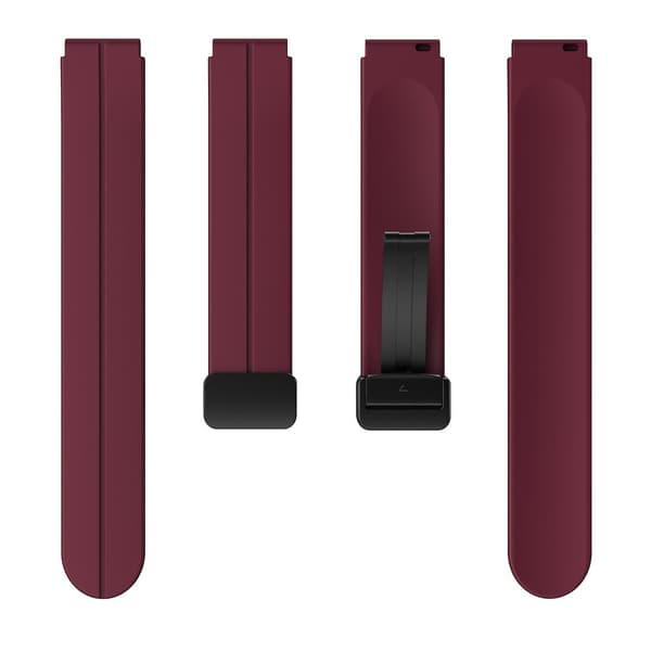 Til Keep B4/Huawei Watch Fit Mini 16mm Silikone Rem Udskiftning Urrem, Sort Foldespænde Wine Red