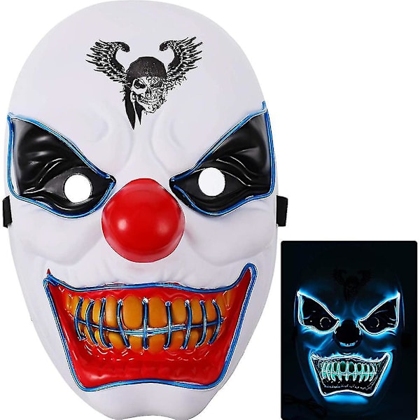 Halloween LED Clown Mask, Läskig Luminous Joker Mask, Halloween Jul Karneval Kostym Cosplay Fest Mask