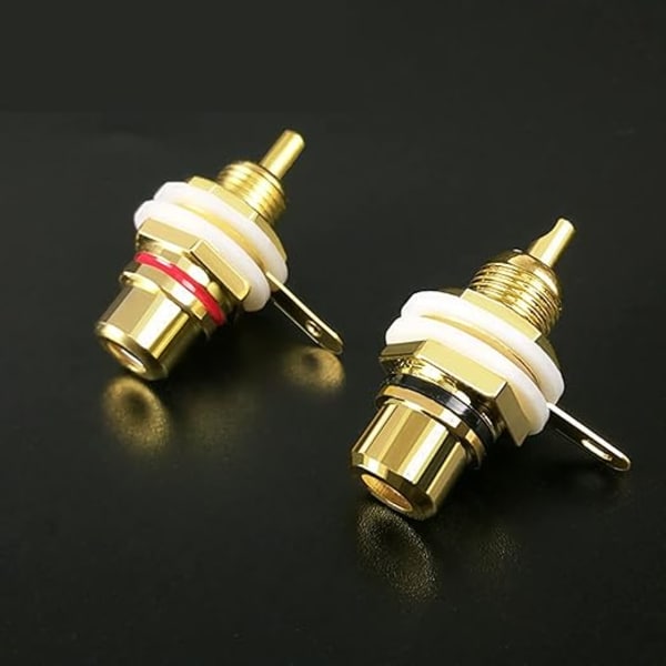 2 stk. RCA Terminal Guldbelagt Kobber RCA Panelmontering Hun Jack Terminal Stik Audio Connector