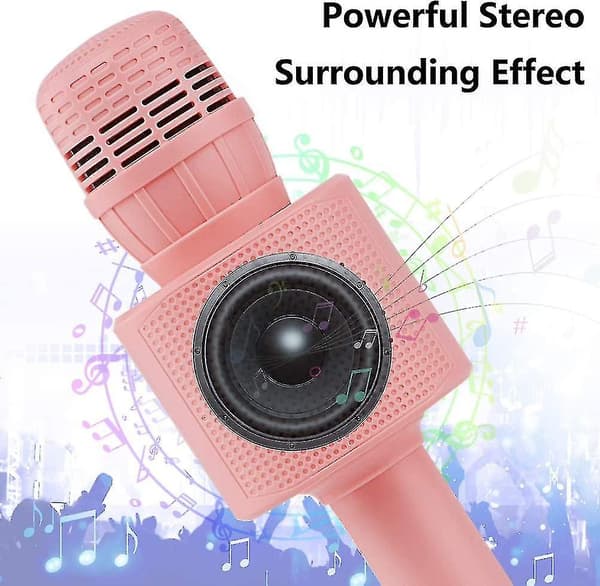Trådløs Bluetooth Karaoke Mikrofon, Bærbar Karaoke Spiller for Barn Pink