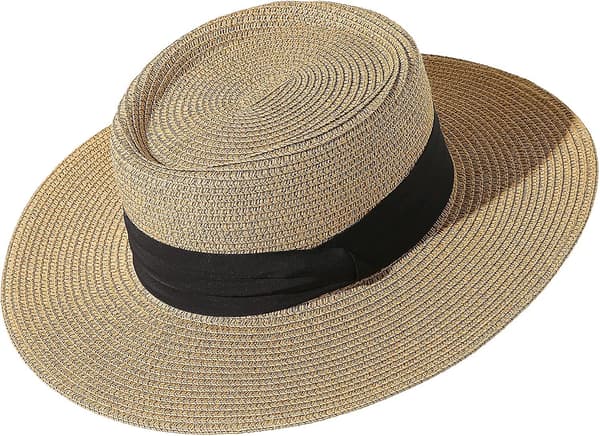 Upf50+ Dam bredbrättad halm Panama solhatt båt sommar strand solhatt Style 1