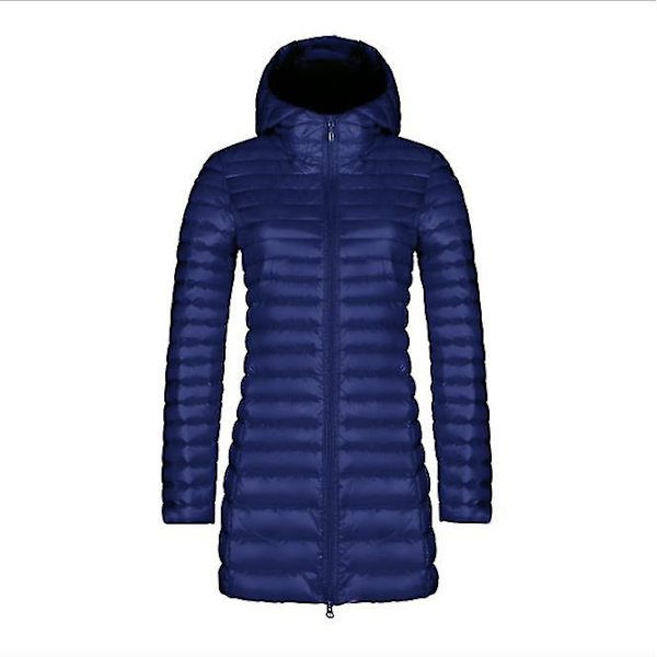 Efterår og vinter ny mode dunjakke kvindelig tynd sektion lang sektion hætteklædte koreansk version af den slanke store størrelse simple jakke Army Green XL