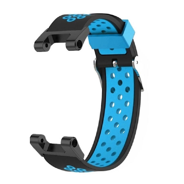Kaksivärinen 22mm vaihto silikoni kellon ranneke Huami Amazfit T-Rex(Pro)/Ares -kelloon Black  Blue
