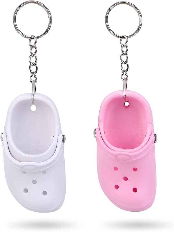 2 st Mini Sko Nyckelring, Söt Mini Nyckelring, Nyhet Multiuse Nyckelring Silikon Pink white