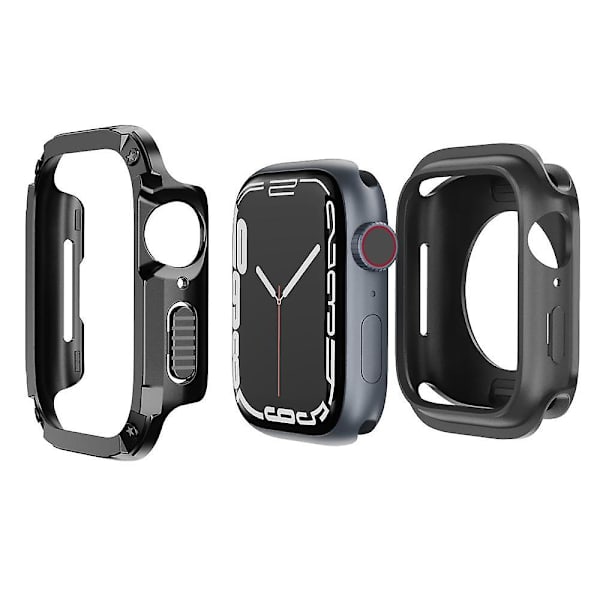 Fodral för Apple Watch Series 6 5 4 SE SE (2022) 44mm/8 7 45mm Watch Case TPU+PC Anti-drop Cover Black