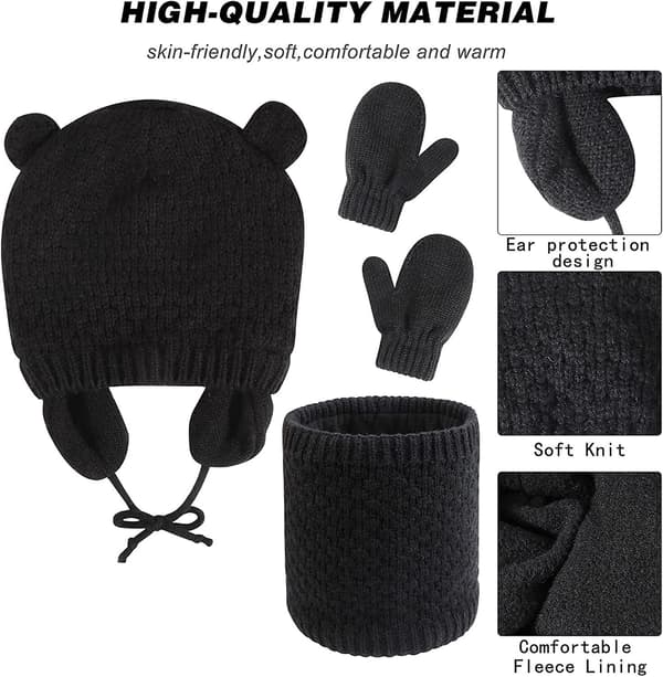Barn Vinter Varma Mössa Hätta Snood Handskar Set. 3 I 1 Förtjockning Fleece Termisk Present