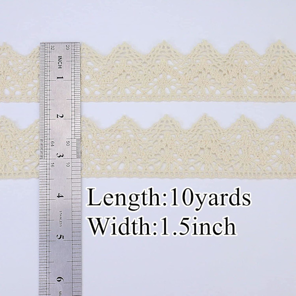 Beige spetsband 10 yards virkad spets trim bomull sy spets för hantverk, presentförpackningsinslagning, bröllopsdekoration, scrapbooking-tillbehör