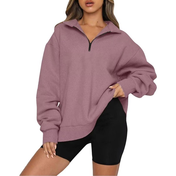 Dam höst sweatshirts oversized halv dragkedja pullover långärmad sweatshirt kvart dragkedja trendig hoodie outfits för tonåring m0 watermelon Red X Large