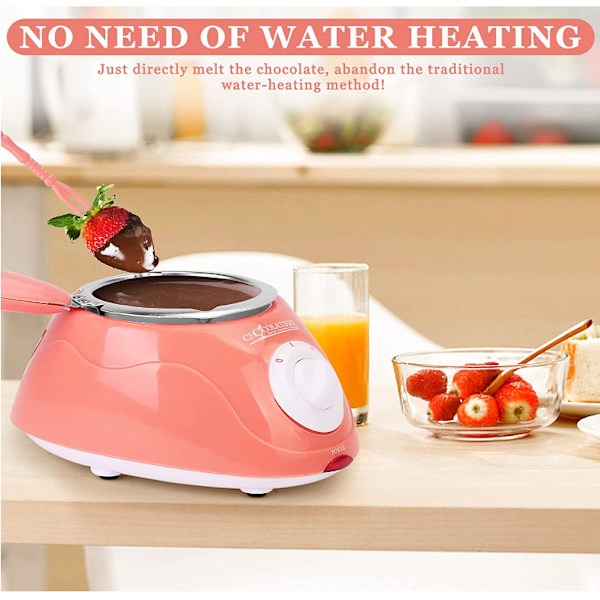 Smältande Fondue Set, MINI Elektrisk Choklad Smältgryta, Choklad Fondue Fontän, Värmare för Mjölkchoklad, Ost, Smör, Godis (Rosa)
