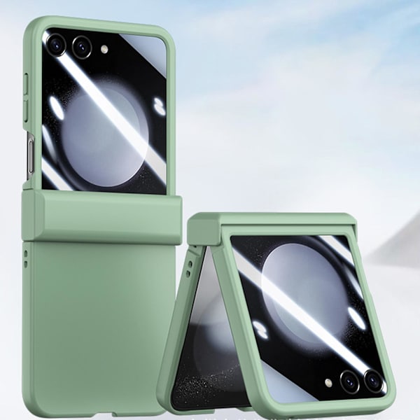 Z Flip 5 -kotelo, ohut PC-materiaali, suojaava kotelo Samsung Galaxy Z Flip 5:lle esteettömällä näytön ikkunalla ja saranasuojauksella Light Green For Galaxy Z Flip 5