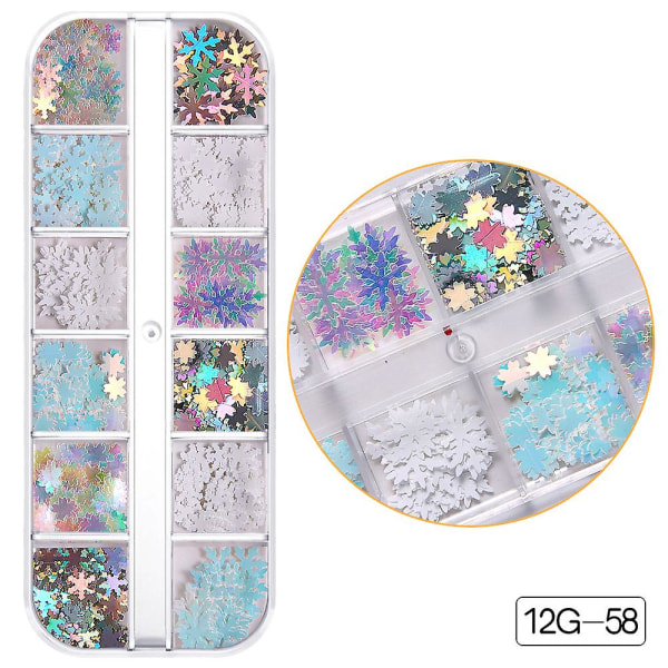 Färgade paljetter Nails Art, Glitters Thin Paillette Flakes Stickers, Christmas Nail Decals style 5