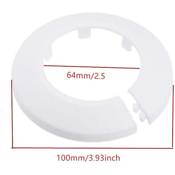 4 kpl Seinälaipan ulkohalkaisija Laippa Helppo asennus Muovinen patterin peitelevy Vesiputken viemärilinjan suojus Kaulus Seinäputken suojus Koristelu Pi White 63mm