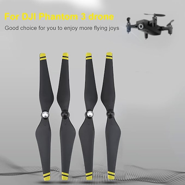 4 stk. propellerblade, kulfiberforstærkede propellerblade kompatible med DJI Phantom 3 drone quadcopter tilbehør (gul kant)