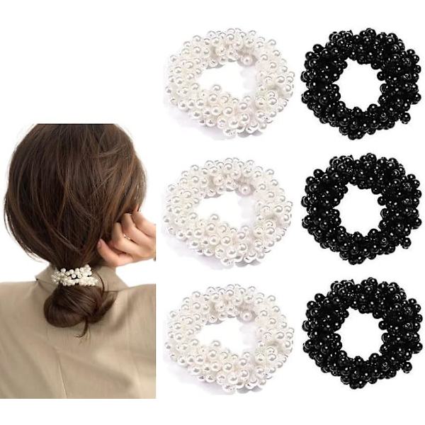 6 st kristallhårband elastiska hårscrunchies pärlhårrep pärlhårband Color B