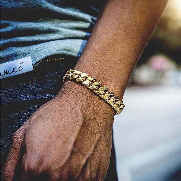 Hip Hop 14k Guldpläterad Miami Cuban Link Armband Med Isbitar Simulerade Labbdiamanter Spänne För Män Kvinnor