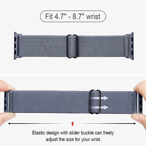 4-pack nylon solo loop-band kompatibel med Apple Watch 38 mm 40 mm 41 mm 42 mm 44 mm 45 mm 49 mm, justerbara flätade sportarmband i elastiskt material AA007 42mm 44mm 45mm