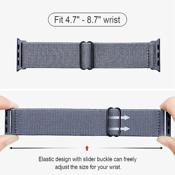 4-pack nylon solo loop-band kompatibel med Apple Watch 38 mm 40 mm 41 mm 42 mm 44 mm 45 mm 49 mm, justerbara flätade sportarmband i elastiskt material AA008 38mm 40mm 41mm