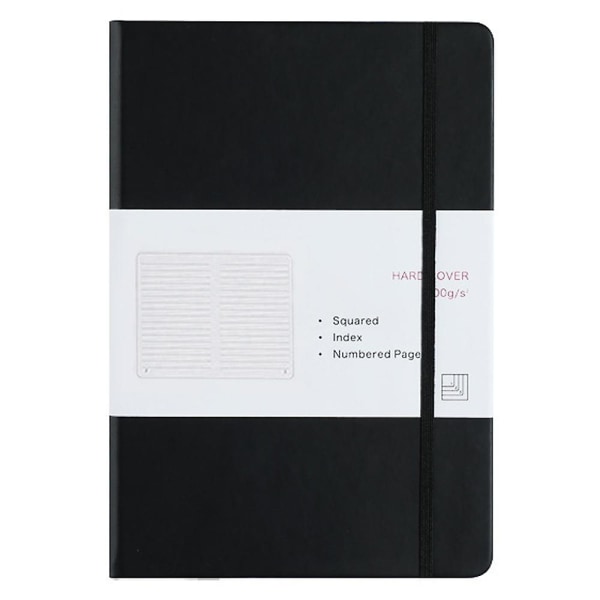 Horisontell linje anteckningsbok, anteckningsbok med elastiskt bälte, 188 sidor, inbunden - A5 148x 213 cm, grafiska linjer svart black