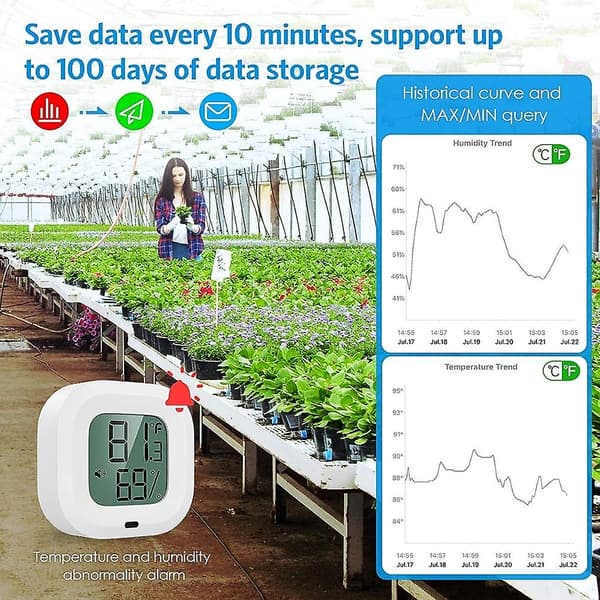 Bluetooth Termometer Hygrometer. Innendørs Termometer. Trådløs Nøyaktig Fuktighet