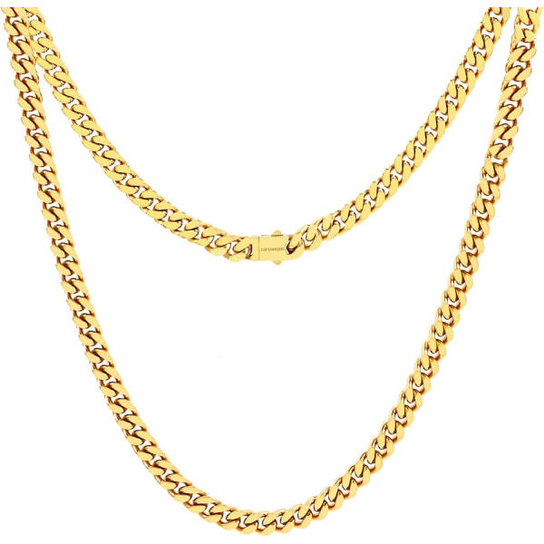 Cuban Chain Necklace.316l Rostfritt stål 5/7mm Bredd 18" 20" 22" 24" Längd Dubbel säkerhetsspänne Hip Hop Jewely (silver)